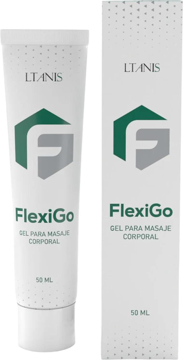 Tubo y caja originales de FlexiGo, con la marca LTANIS y 50 ml